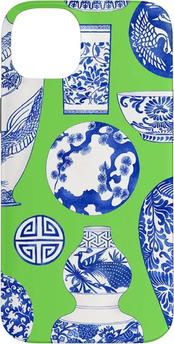 Vista 15 de Blue Willow Chinoiserie Pagoda Ginger Jar Preppy Blue Green Case para iPhone 16