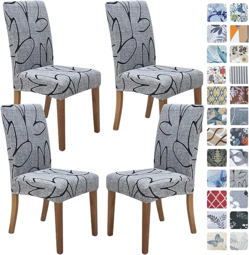 Vista 75 de SPRINGRICO Juego de 4 fundas para sillas de comedor, fundas elásticas para sillas de comedor, de elastano lavables, fundas para sillas Parsons