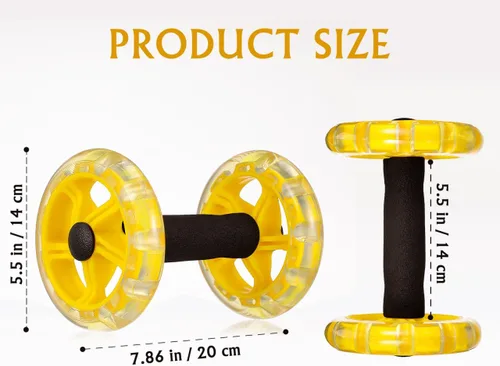 Vista 2 de Kisangel Juego de ruedas de doble Ab Roller para entrenamiento de núcleo, equipo de ejercicio abdominal portátil con agarre de espuma para gimnasio