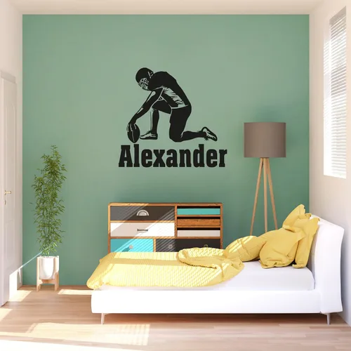 Vista 11 de Diseño de habitación deportiva con calcomanía de pared personalizada de fútbol, ideal para amantes del fútbol y jugadores, calcomanía personalizada