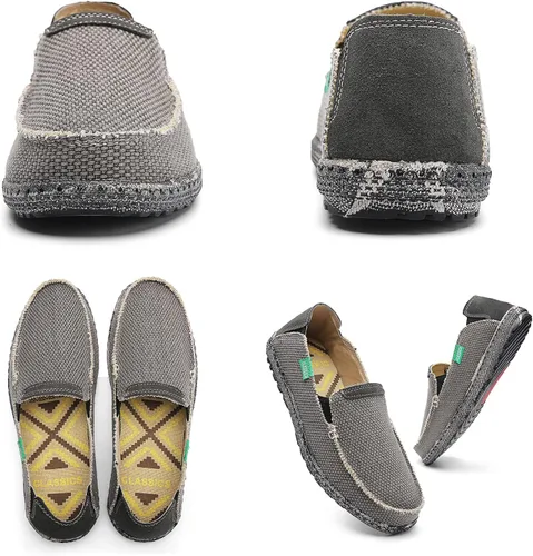 Vista 6 de Zapatos de lona sin cordones, antideslizantes, informales, planos, para exteriores, mocasines casuales para hombre de JAMONWU