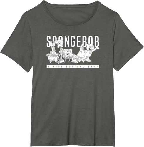 Vista 61 de Bob Esponja Vintage Group Simple Logo Camiseta, Negro
