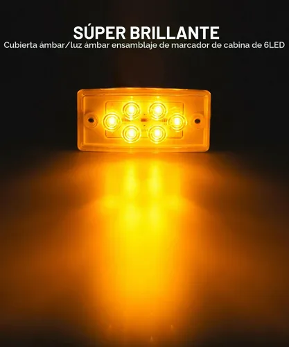 Vista 2 de Partsam 5 luces rectangulares ámbar 6 LED parte superior transparente para Freightliner Volvo