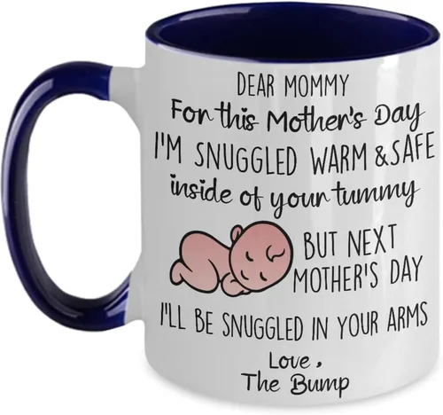 Vista 5 de Regalo para mamá para el día de la madre, regalo de embarazo para mamá nueva taza de bebé por nacer primer día de la madre para futuras mamás