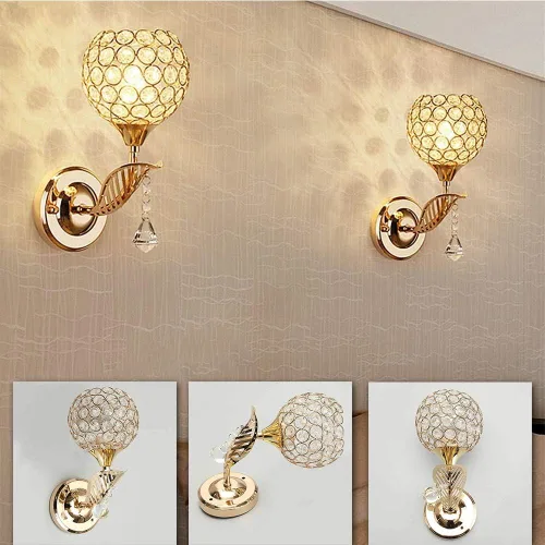 Vista 5 de Lámpara colgante moderna de cristal con acabado cromado para dormitorio, con interruptor de cable de tracción, enchufe E14 (dorado)