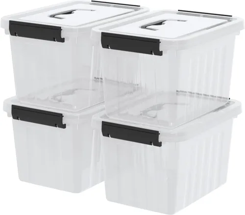 Vista 8 de Kekow Paquete de 6 cajas de almacenamiento de plástico de 10 L, contenedores de almacenamiento de plástico transparente con tapas