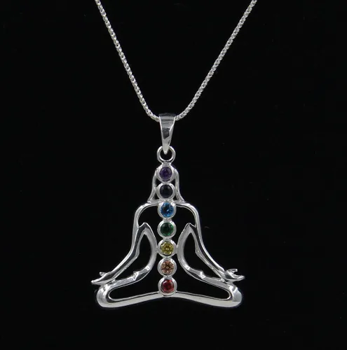 Vista 5 de DharmaObjects Juego de cadena con colgante de collar de plata de ley 92.5 con estampado