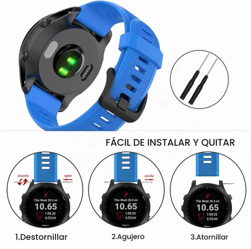 Vista 5 de ISABAKE Correa de reloj para Garmin Forerunner 935/945/955/965/745, pulsera de repuesto de silicona de 0.866 in para Fenix 5 Plus/Fenix 6 Azul