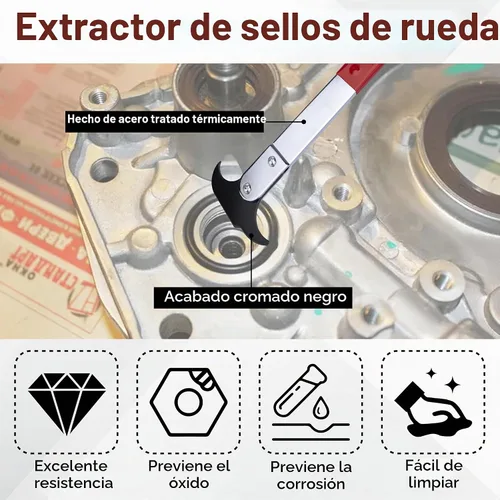 Vista 4 de ecocstm Herramienta Extractora de Sellos, Herramienta de Extracción de Sellos de Aceite con Doble Gancho, Extractor Universal de Sellos de Rueda