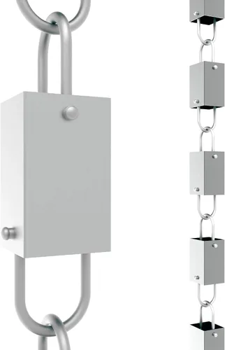 Vista 8 de Rain Chains Direct Extensión de cadena de lluvia de eslabones cuadrados, 3 pies de largo, aluminio, recubierto con polvo negro, reemplazo funcional