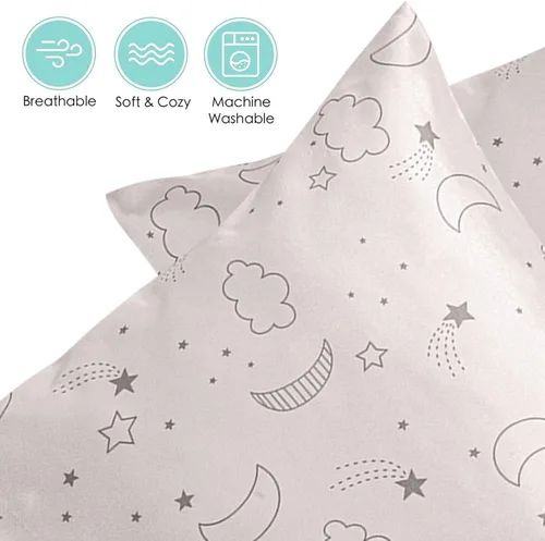 Vista 3 de Winmany Paquete de 2 fundas de almohada para niños pequeños, fundas de almohada de satén de seda para bebés de 19.3 x 14.2 in, fundas de almohada