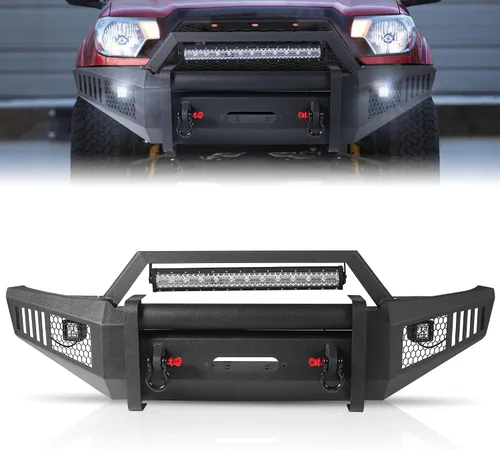 Vista 9 de Parachoques delantero y trasero todoterreno para Toyota Tacoma 2005-2015 Juego de parachoques de cabrestante resistente para Tacoma de 2ª