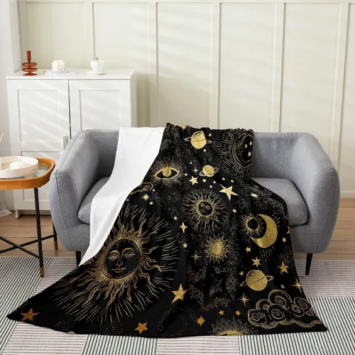 Vista 7 de Erosebridal Manta de hojas para niños, niñas y hombres, manta de forro polar colorida, manta de cama de hojas de mandala bohemio, 30 x 40 pulgadas