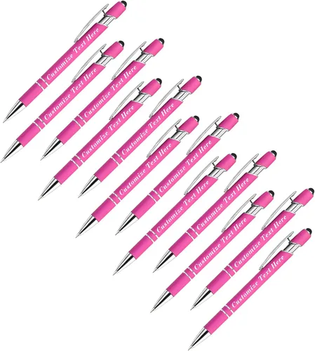 Vista 104 de Bolígrafos personalizados a granel con punta de lápiz capacitivo, 12 bolígrafos personalizados con logotipo de mensaje con nombre, bolígrafos