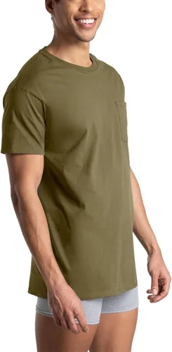 Vista 3 de Fruit of The Loom Mens Pocket Tee Undershirts, Moisture Wicking & Tag Free, Short Sleeve Pocket T-Shirts