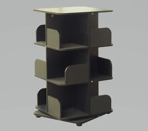 Vista 3 de Kings Brand Furniture - Estantería giratoria de 3 niveles, gabinete de almacenamiento multimedia, color negro