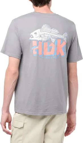 Vista 2 de HUK Mens Fishing Graphic Tee, Performance Short Sleeve, Quick-Dry Bass Bones - Búho nocturno