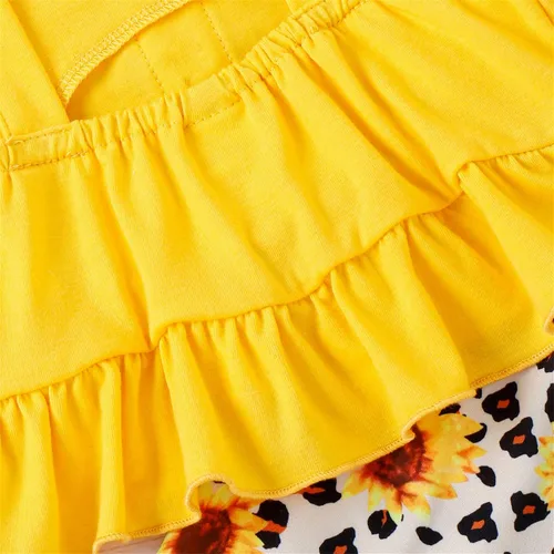 Vista 4 de PATPAT Infant Baby Girl Cami Romper Bodysuit Tops Flared Bell Bottom Pants Leggings 2Pcs Outfits