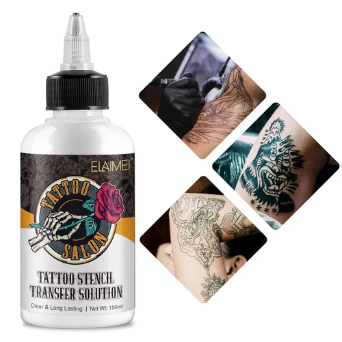 Vista 2 de Gel de transferencia de plantillas de tatuaje, crema mágica para plantillas, solución de aplicación de tatuaje para plantillas de máquinas de papel