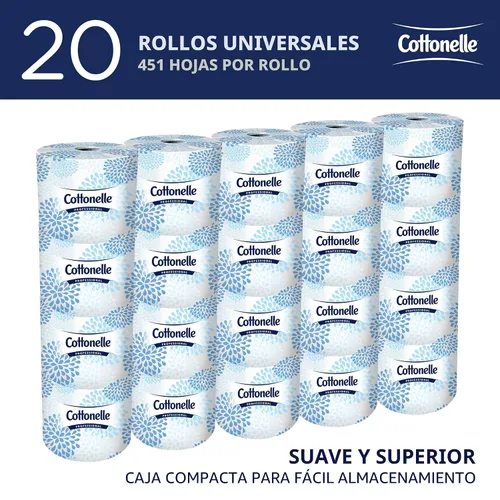 Vista 2 de Rollo de papel higiénico Kimberly-Clark Kleenex Cottonelle 17713, L, Blanco, 20