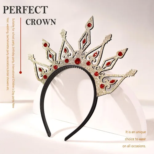 Vista 6 de DRESBE Diademas de cristal dorado con purpurina para el cabello, tocado para festival, cosplay, fiesta, accesorios para el cabello para mujeres