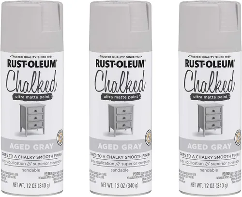 Vista 62 de Rust-Oleum 302592 - Pintura a la tiza en aerosol ultramate de 12 onzas (paquete de 1), color gris envejecido