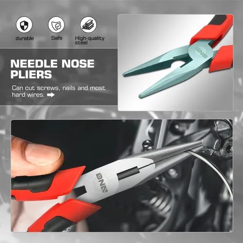 Vista 3 de DNA Motoring TOOLS-00063 - Juego de alicates de 3 piezas, alicates Linesman de 6.5 pulgadas con mandíbulas duraderas, dientes fresados, junta