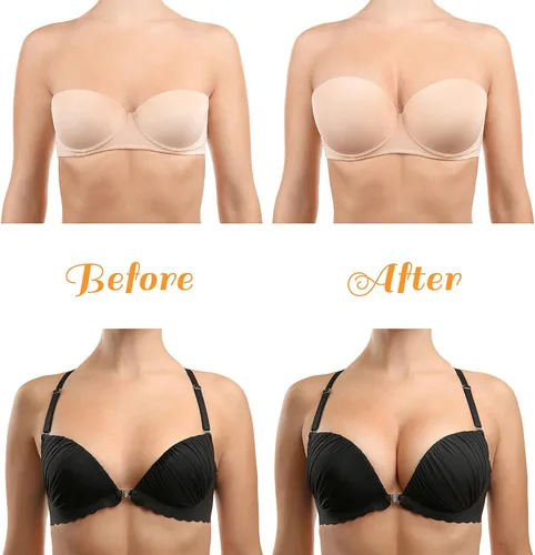 Vista 3 de SATINIOR 4 pares de insertos de brasier de silicona para realzar los senos, añaden 2 tazas transpirables, antideslizantes, impermeables