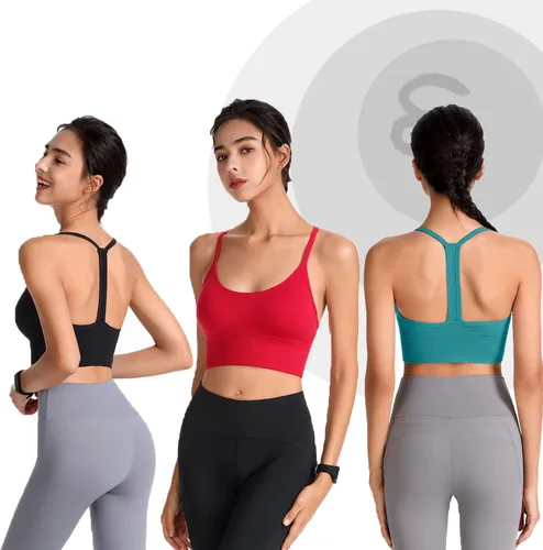 Vista 2 de Evercute Racerback Sports Bras Padded Y Racer Back Cropped Bras for Yoga Workout Fitness Low Impact