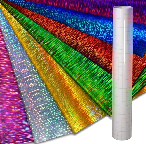 Vista 13 de VViViD Mosaic+ Vinilo para manualidades (holográfico cepillado azul, 1 x 5 pies)