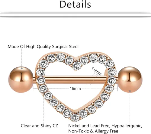 Vista 2 de Mayhoop - Piercing para pezón de barra de acero inoxidable de 0.49onzas para mujer y hombre