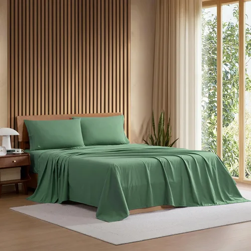 Vista 20 de Lacoste Juego de sábanas de 3 piezas 100% percal de algodón, frescas, crujientes, mate y duraderas, con certificación Oeko-Tex, color liso, azul