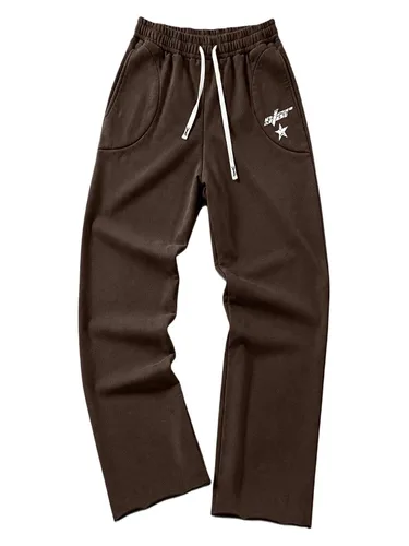 Vista 16 de SOLY HUX Pantalones deportivos holgados Y2k con cordón para hombre Gris oscuro