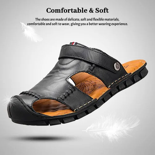 Vista 2 de Maylrvjv Sandalias deportivas para hombre al aire libre, ligeras, cómodas, para senderismo, caminar, de cuero, informales, zapatos de agua