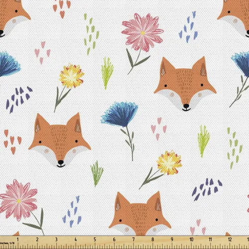 Vista 8 de Ambesonne Tela de fiesta de unicornio por The Yard, patrón de caballo mágico, nubes y estrellas, tela decorativa para tapicería y detalles del Azul