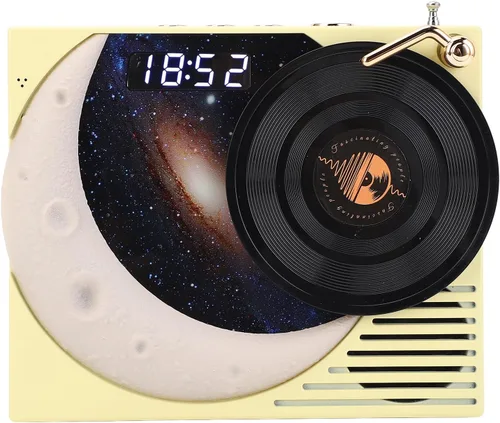 Vista 10 de Zopsc Retro Bluetooth Speaker with Clock Display, 360 Degree Surround Sound, Ambient Light for Kitchen Bedroom Office (Black)