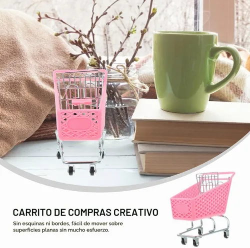 Vista 3 de DOITOOL - Carrito de compras mini de color aleatorio de 14 cm de altura, de hierro forjado, para almacenamiento de muñecas, suministros