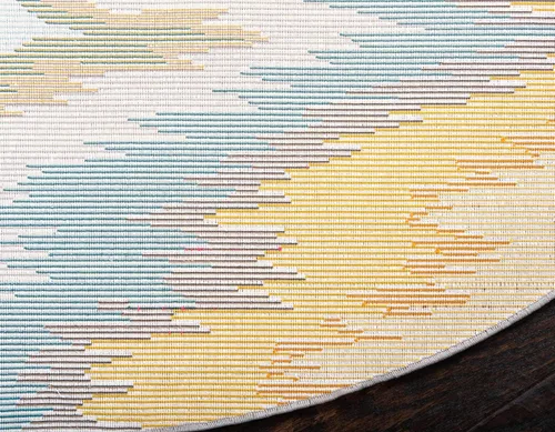 Vista 10 de Unique Loom Estrella Collection - Alfombra moderna, degradada, colorida, abstracta, ondulada, 6 pies 1 pulgada x 6 pies 1 pulgada, multicolor / azul