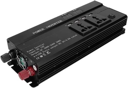 Vista 8 de Convertidor de energía 4000 W DC 12 V a CA 220 V, inversor de corriente de onda sinusoidal pantalla LCD del coche inversor de corriente de onda