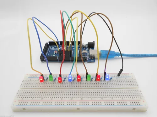 Vista 9 de Kit completo de iniciación de proyectos electrónicos STEM para Arduino con Mega2560, LCD1602, servo, motor paso a paso, sensores, tabla de pan