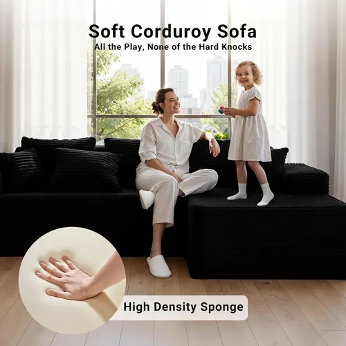 Vista 6 de YDN Sofá de sofá deshuesado de 110 pulgadas, sofás seccionales para sala de estar, sofá nube con diván, juego de sofá modular en forma de L, diván