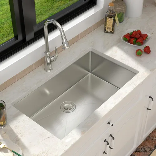 Vista 13 de Fregadero de Cocina Empotrado de 30 Pulgadas Negro - Fregadero de Cocina de Acero Inoxidable Gunmetal Negro de 30x18 Pulgadas de 18 Calibre