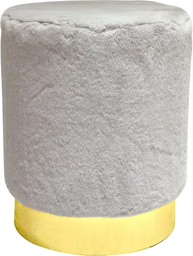 Vista 10 de Noori Rug Home - Lux Collection Modern Ava - Otomana redonda de terciopelo marfil, 13 x 13 x 15 pulgadas, sala de estar, dormitorio, habitación