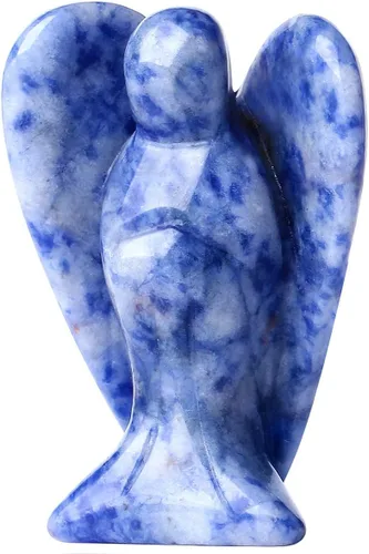 Vista 9 de QINJIEJIE Cristales de Piedra de Sangre Africana Decoración de Ángel Estatua de la Paz Piedra Ángel Guardián Sanador Gemas Talladas a Mano Lindas