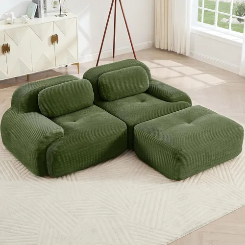 Vista 46 de Juego de sofás seccionales sin hueso de 117 pulgadas para sala de estar, modular en forma de L y sofá de 3 plazas con asiento profundo, almohadas