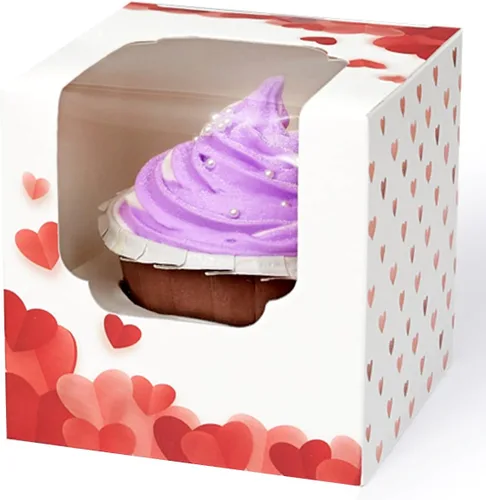 Vista 12 de Cajas para cupcakes para el día de la madre con ventana e insertos, 15 recipientes blancos premontados para cupcakes individuales para el día