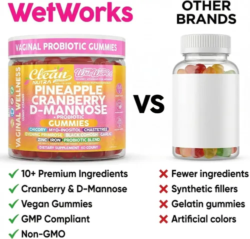 Vista 7 de Clean Nutraceuticals Clean Nutra Pineapple Cranberry D-Manose + Probiotic Gummies 60 unidades Suplemento diario para mujer Gomitas con sabor a