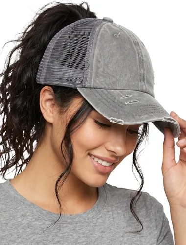 Vista 34 de Funky Junque - Sombrero de cola de caballo para mujer, gorra de béisbol con ajuste ajustable y cola de caballo alta cruzada para uso diario Paquete