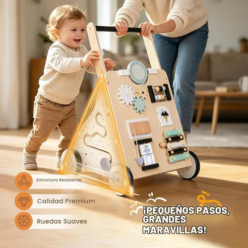 Vista 8 de RedSwing Andador de madera para bebés, blanco Montessori - Andador para niños pequeños, juguete de aprendizaje antivuelco, regalo perfecto de primer