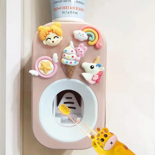 Vista 11 de Dispensador automático de pasta de dientes montado en la pared para baño, exprimidor de pasta de dientes para niños y ducha familiar